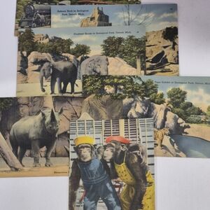 1940's Unused Collector  Postcards From Zoological Park, Detroit Michigan